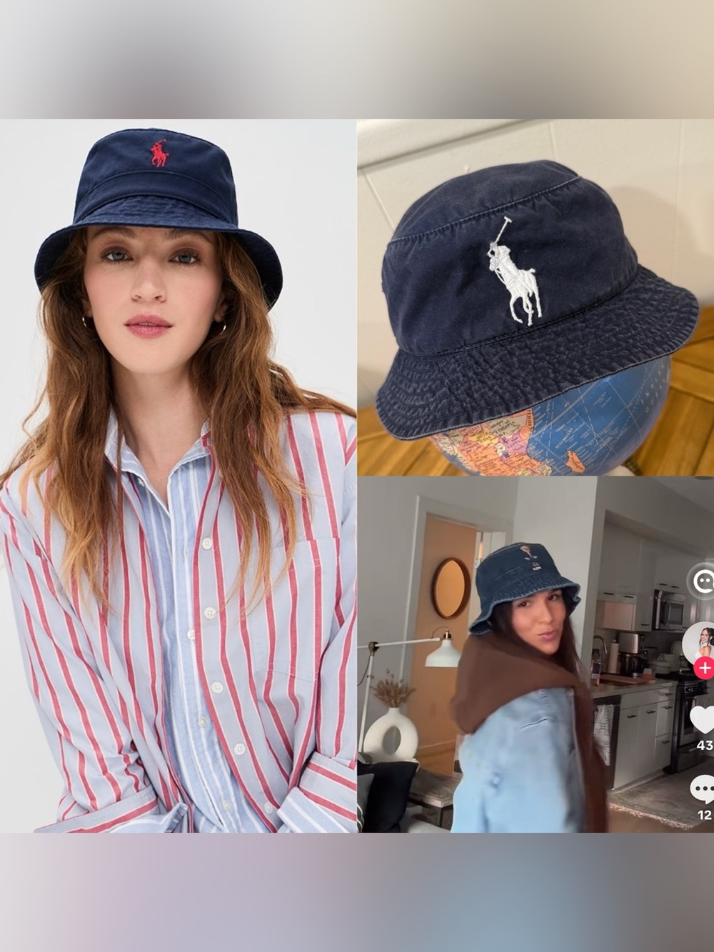 Polo by Ralph Lauren Navy Bucket Hat with White Pony